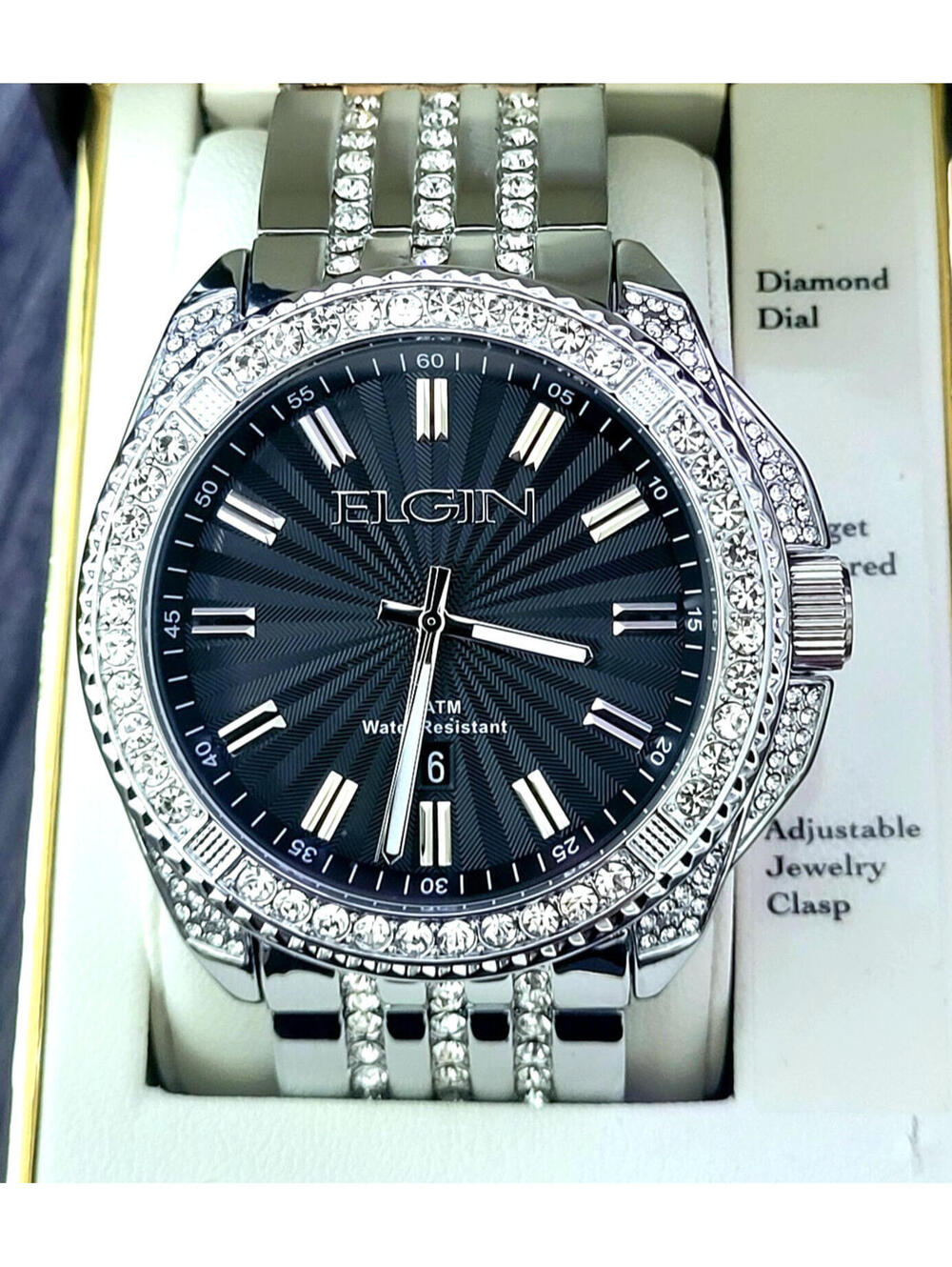 Rare Elgin Diamond Bezel Paved Mens Watch Authorized Dealer‎